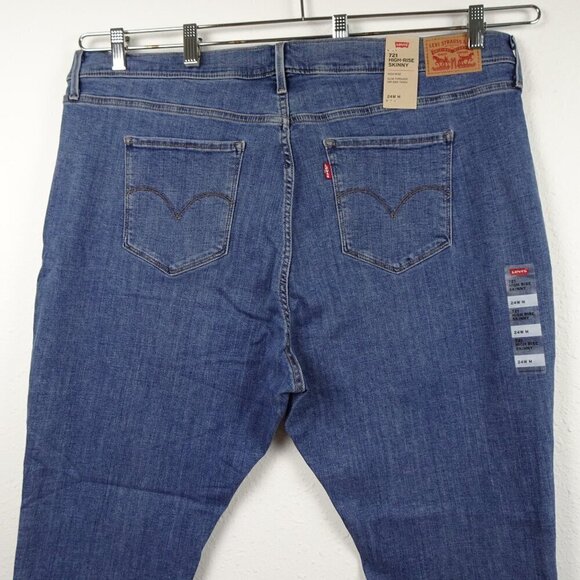 Levi's 721 Skinny Jeans Women's Plus Size 24W Blue Stretch Denim High Rise - Picture 6 of 10